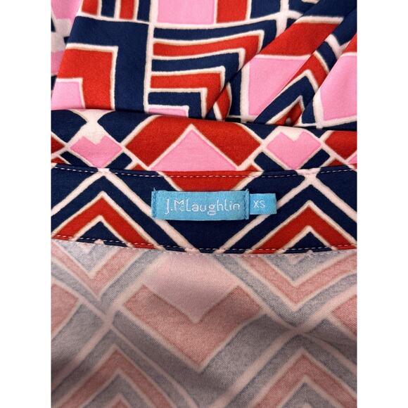 J McLaughlin Shirt Dress XS Womens Catalina Cloth Pink Geometric Collared - Picture 7 of 8